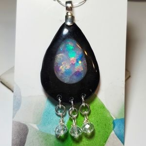 Resin faux opal pendant  Handmade
